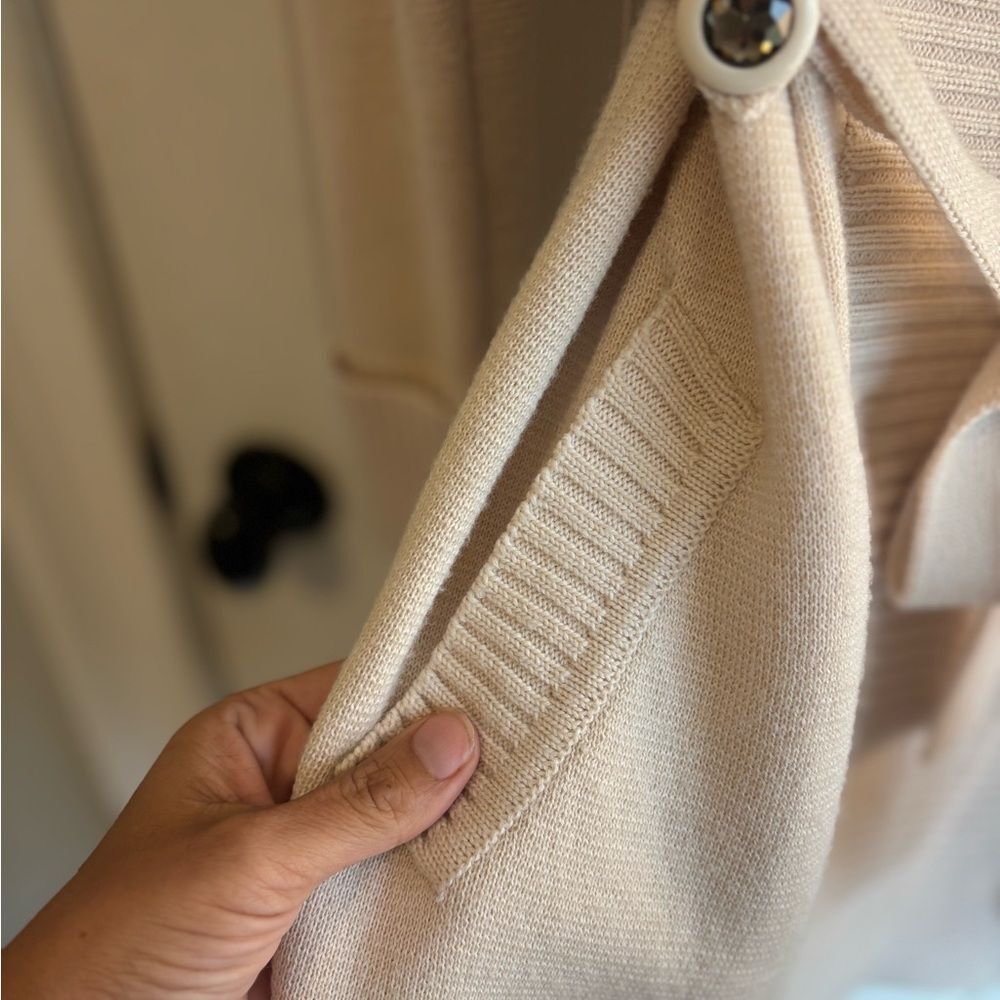 Rebecca Taylor Cream Double-Breasted front tie Cardigan Wool Blend button front - Picture 5 of 15